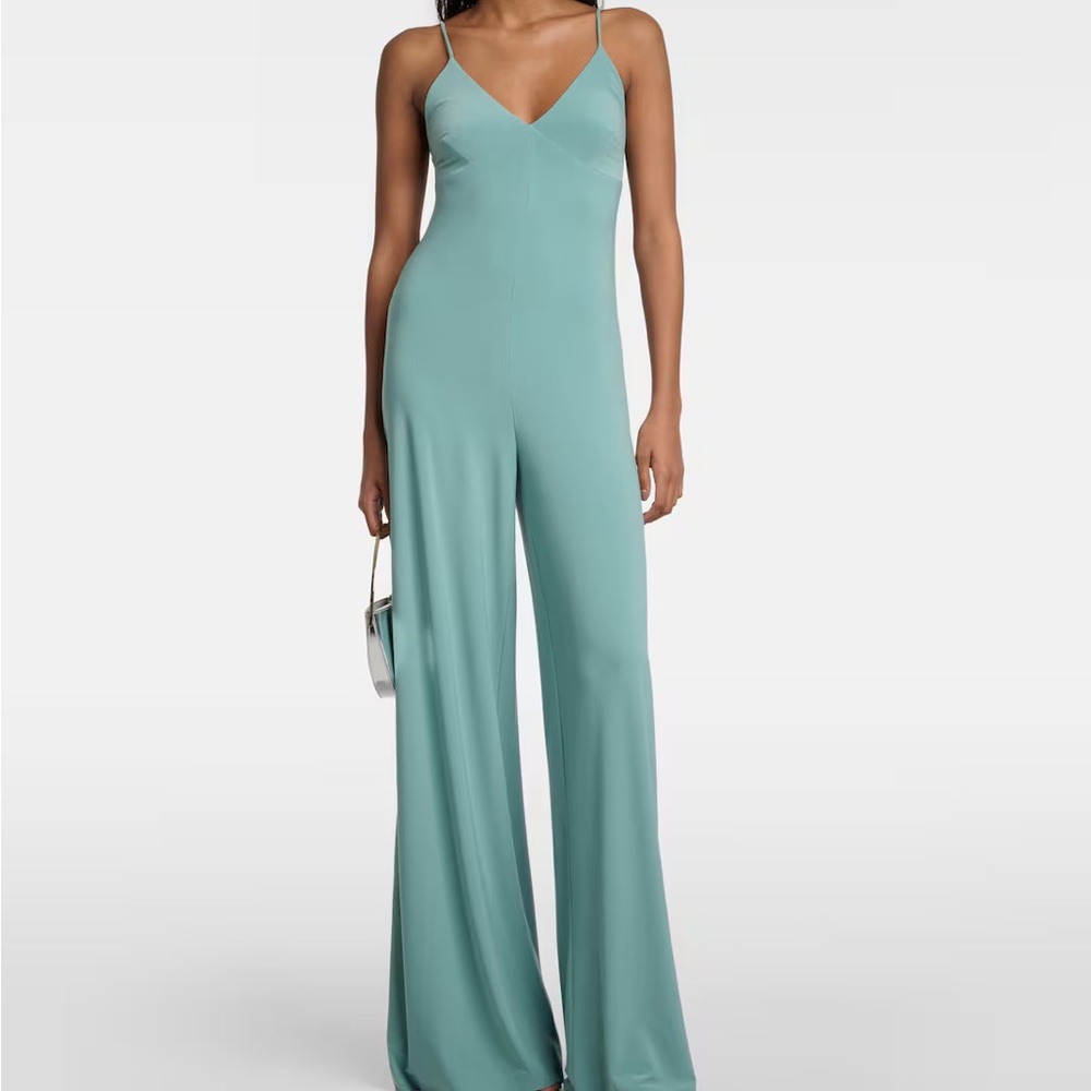 Norma Kamali Low Back Slip Jumpsuit Blue